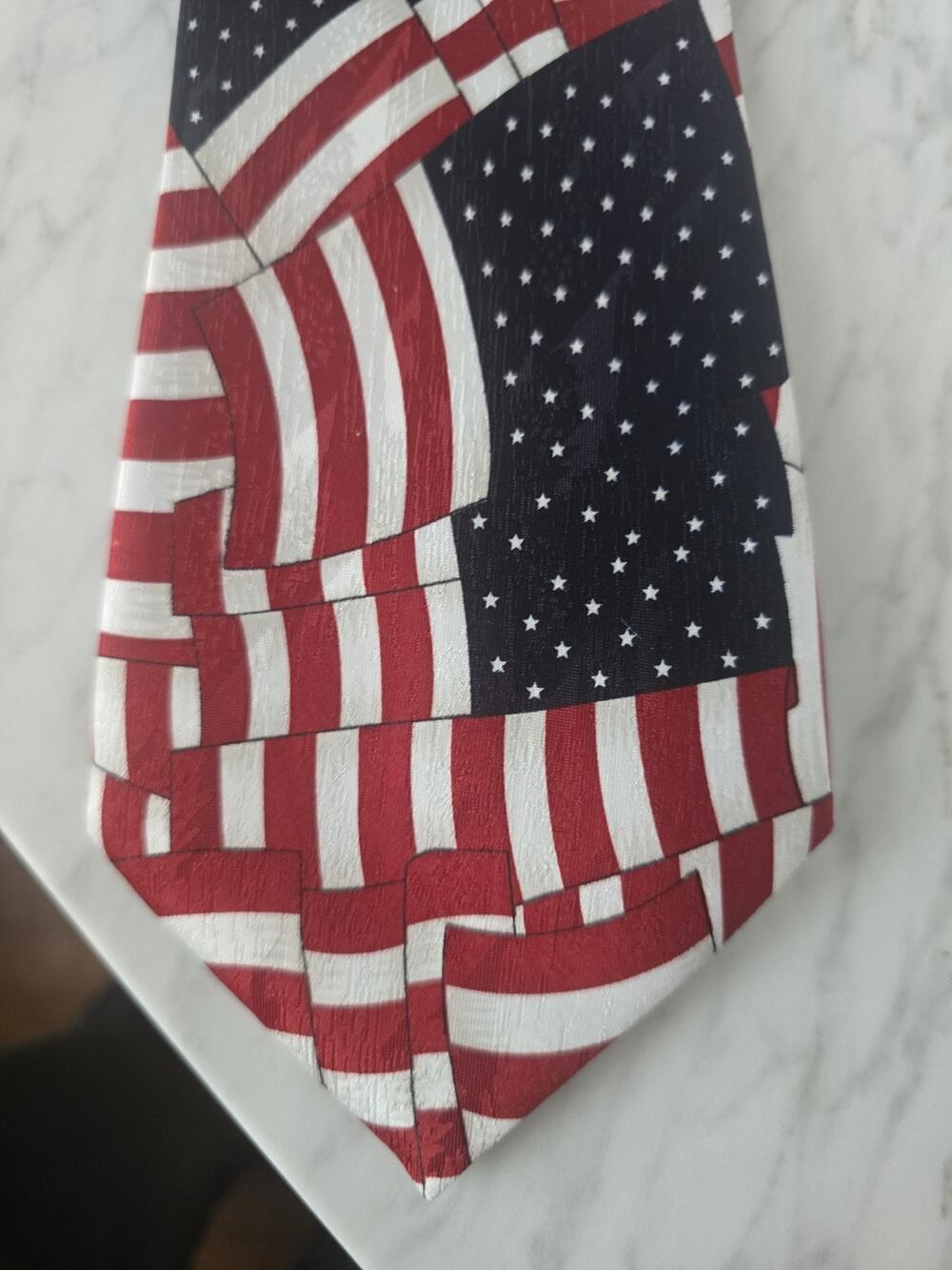 Naboth Handmade Mens American Flag Tie US Collage Patriotic Red White Blue